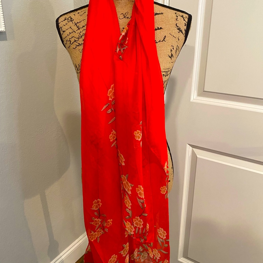 Red Silk Feeling Scarf